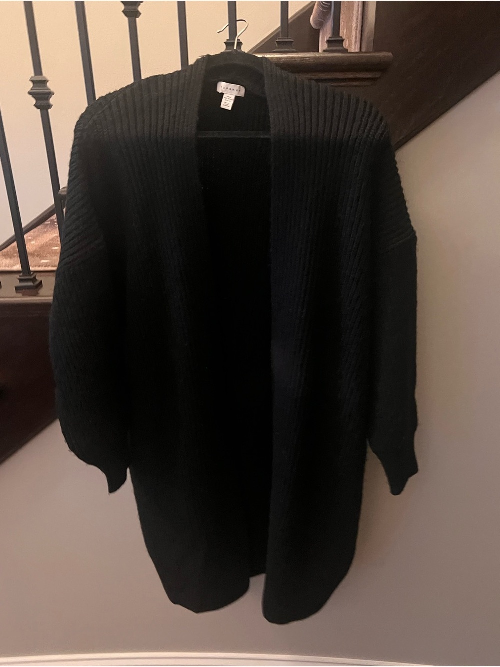 Topshop Black Ribbed Open Cardigan